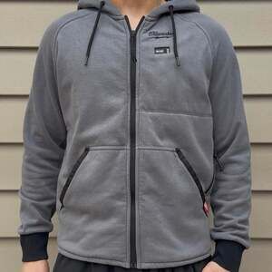 Milwaukee M12 Grey Heated Work Wear Zip Up Hoodie, Men's Small